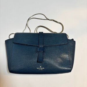 Kate Spade Riverside Street Emmie Crossbody Petrol Blue Leather Old Money